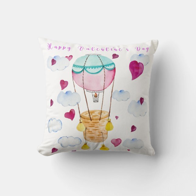 Coussin Ballons d'aquarelle illustration Saint-Valentin (Recto)