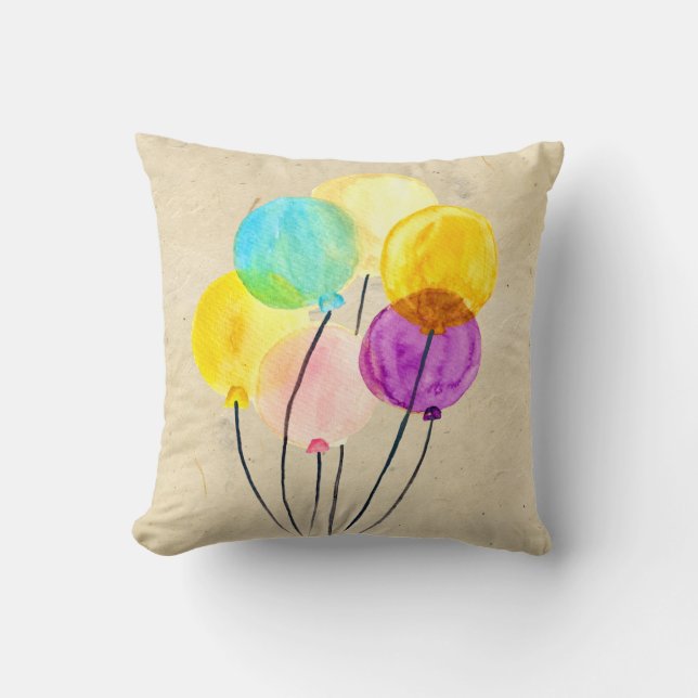 Coussin Ballons d'aquarelle pastel mignons (Recto)