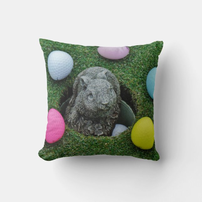 Coussin Ballons de golf de lapin et de couleur (Recto)