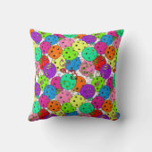 Coussin Ballons de Pickleball Party sur blanc (Verso)