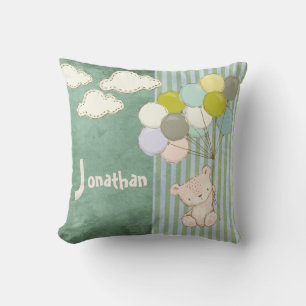 Coussin Ballons d'ours mignons Typographie rustique Aquare