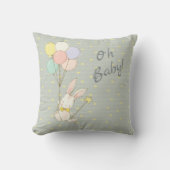 Coussin Ballons et fleurs de lapin en gros bébé (Recto)