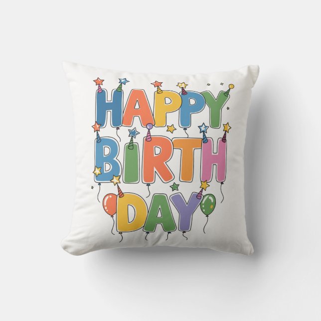Coussin Ballons Joyeux Anniversaire (Recto)