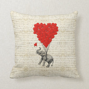 Coussin Ballons romantiques d'éléphant et de coeur