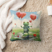 Coussin Ballons rouges de grenouille gaie (Couverture)