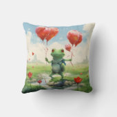 Coussin Ballons rouges de grenouille gaie (Verso)