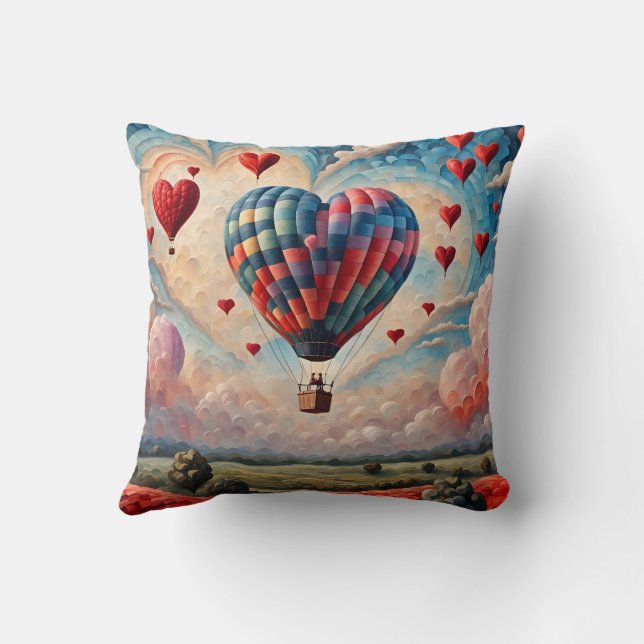 Coussin Balloon à air chaud en forme de coeur (Verso)
