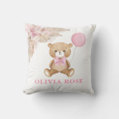 Coussin Balloon rose Teddy Bear Boho Baby Girl Nursery (Recto)