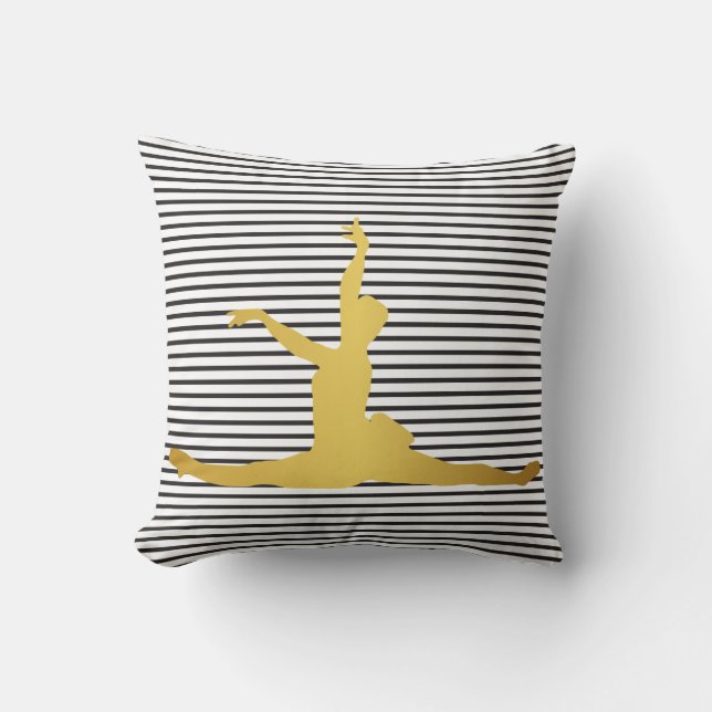 Coussin Ballroom Dance Glam Gold Black White Strips (Recto)