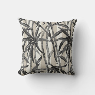 Coussin Bamboo Jungle Hawaiian Stripe - Noir et Taupe