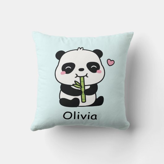 Coussin Bambou mignon Panda, Décor Nourriture Bébé (Verso)