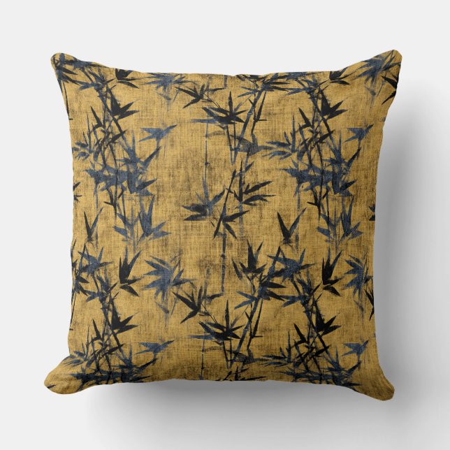 Coussin Bambou Noir Bleu (Recto)