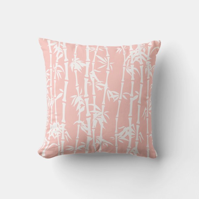 Coussin Bambou rose et blanc (Recto)