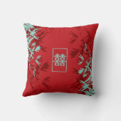 Coussin Bambou rouge zen Feuille double bonheur (Verso)