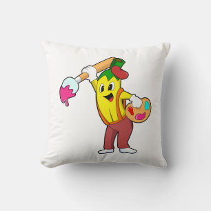Coussin Banane en peintre avec pinceau