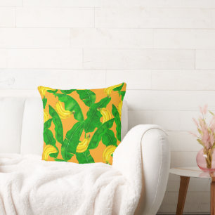 Coussin Bananes et aquarelle feuille