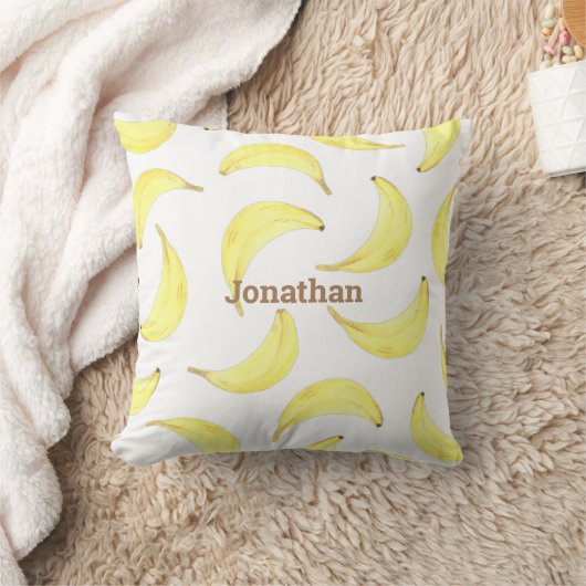 Coussin Bananes Jaune Nom simple Typographie des fruits (Couverture)