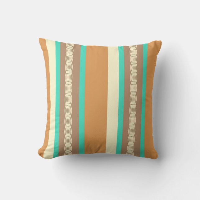Coussin Bande d'auvent du milieu du siècle - bronzage & tu (Recto)