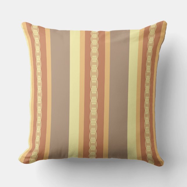 Coussin Bande d'auvent du milieu du siècle - Jaune de mout (Recto)