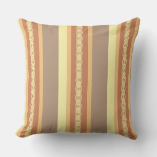 Coussin Bande d'auvent du milieu du siècle - Jaune et tan