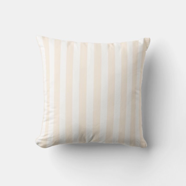 Coussin Bande de bonbons beige et blanche (Recto)