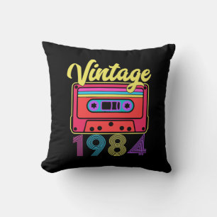 Coussin Bande de cassette colorée vintage 1984
