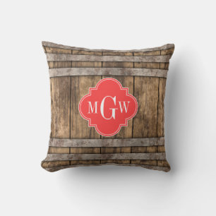 Coussin Bande de métal en bois rustique Quatrefeuille cora
