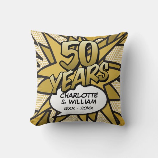 Coussin Bande dessinée amusante pour les 50 ans de mariage (Recto)