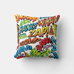 Coussin Bande dessinée colorée Typographie Cool moderne te