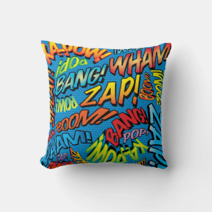 Coussin Bande dessinée colorée Typographie Cool moderne te