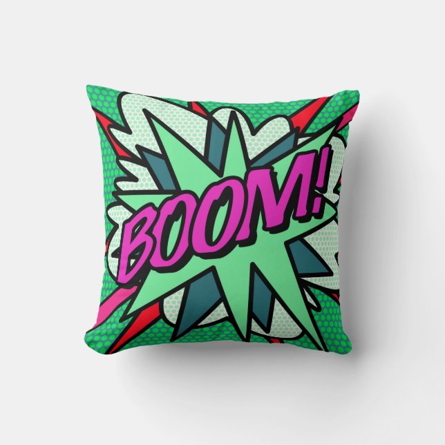 Coussin Bande dessinée cool fun moderne BOOM (Recto)
