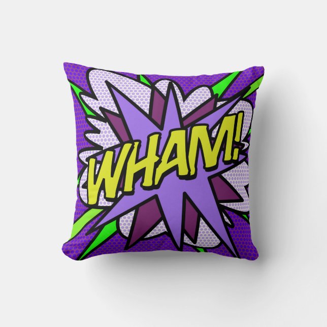 Coussin Bande dessinée cool fun WHAM Moderne Violet (Recto)