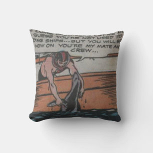 Coussin Bande dessinée d'aventure vintage des années 1950