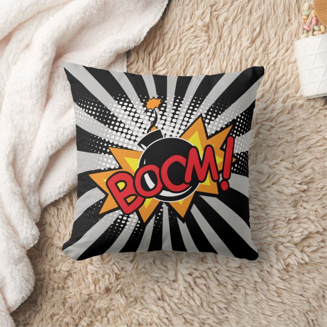 Coussin Bande dessinée de super-héros Boom Bomb Cartoon (Couverture)