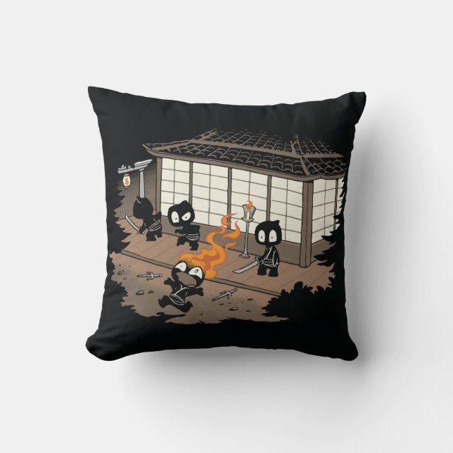 Coussin Bande dessinée drôle d'échouer du feu de Ninja (Recto)
