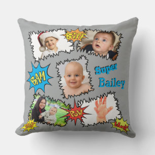 Coussin Bande dessinée Photo Collage Discours Bubble Bam W