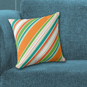 Coussin Bande diagonale Turquoise orange