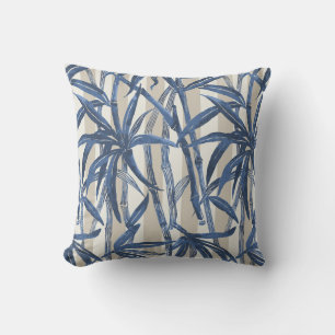 Coussin Bande hawaïenne de la jungle de bambou - Marine et