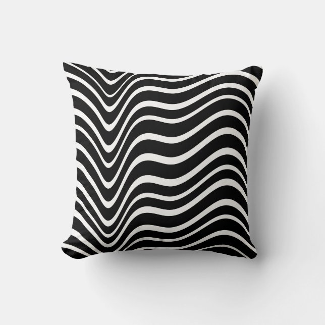 Coussin bande ondulée noire et blanche sauvage lancer l'or (Recto)