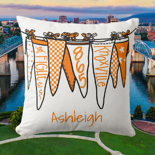 Coussin Banderoles personnalisées orange et blanc de Knoxv