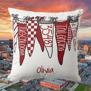 Coussin Banderoles Rouges et Blanches Alabama / Jour de Ma