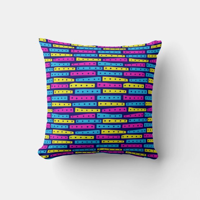 Coussin Bandes Abstraites - Couleurs 02 sur Bleu foncé (Recto)