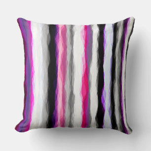 Coussin Bandes abstraites roses, blanches et grises