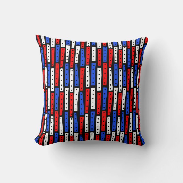 Coussin Bandes Abstraites verticales - Couleurs 01 sur noi (Recto)