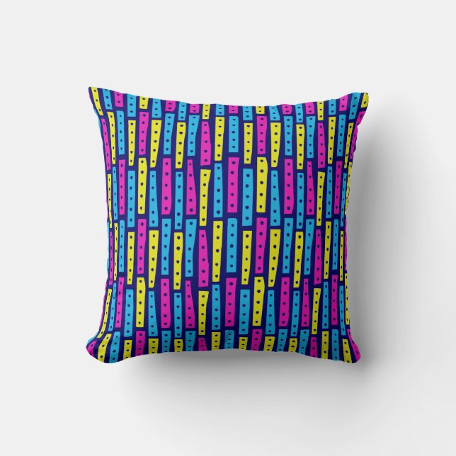 Coussin Bandes Abstraites verticales - Couleurs 02 sur Ble (Recto)