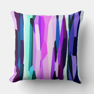Coussin Bandes abstraites violettes, roses et bleues