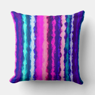 Coussin Bandes abstraites violettes, roses et bleues
