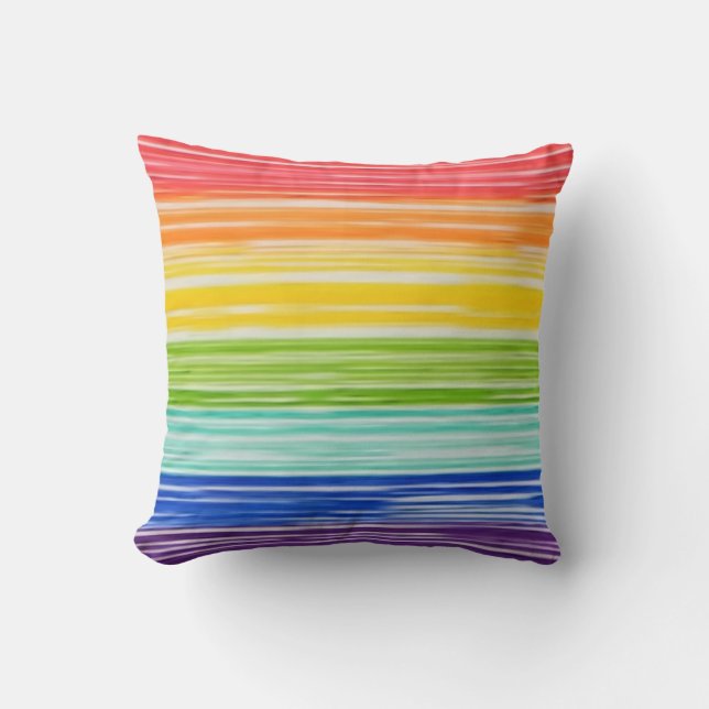 Coussin Bandes arc-en-ciel inondées (Recto)
