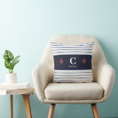 Coussin Bandes blanches de la marine marine (Chaise)