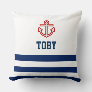 Coussin Bandes blanches de la marine marine